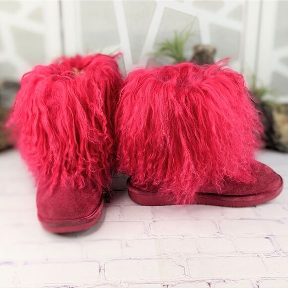 Bearpaw Boo Toddler Electric Pink Shaggy Boots - Picture 2 of 10